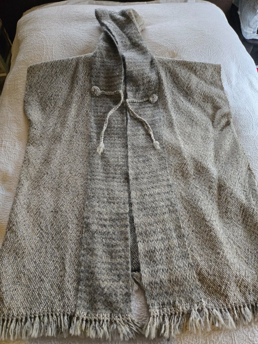 Vintage Hand Woven Hooded Poncho Cape - PA Dutch